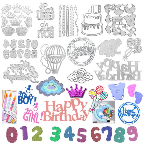 YUHAJO 14 PIECES HAPPY BIRTHDAY CUTTING DIES FOR CARD MAKING