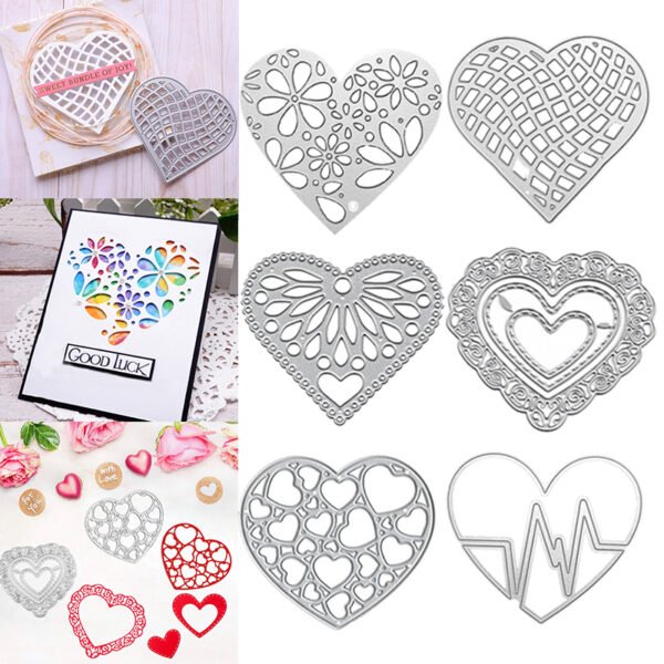 YUHAJO 6 PIECES HEART METAL CUTTING DIES FOR CARD MAKING