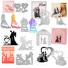 YUHAJO 9 PIECES WEDDING COUPLES METAL CUTTING DIES FOR CARD MAKING