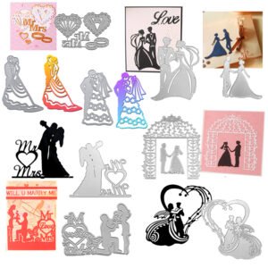 YUHAJO 9 PIECES WEDDING COUPLES METAL CUTTING DIES FOR CARD MAKING