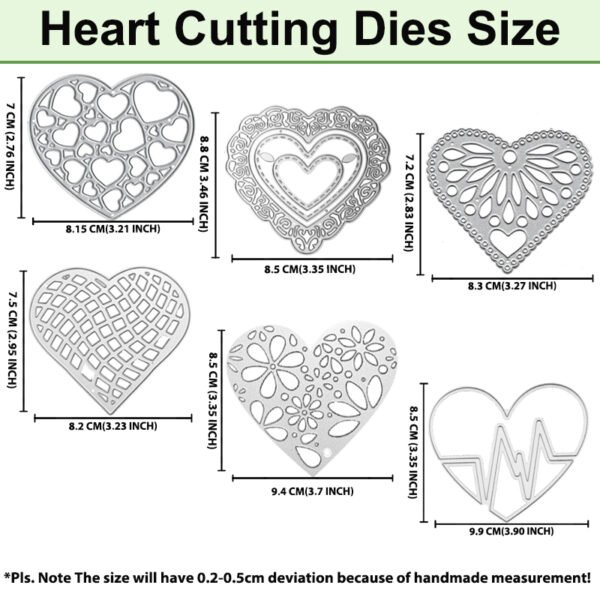 YUHAJO 6 PIECES HEART METAL CUTTING DIES FOR CARD MAKING