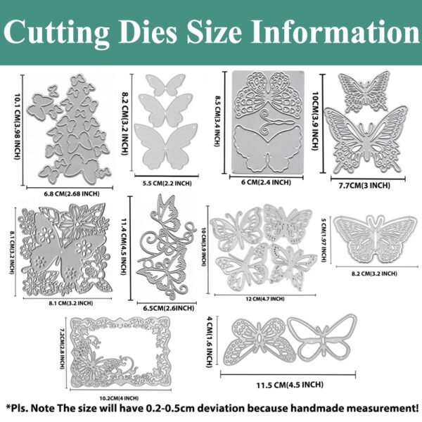 YUHAJO 10 PIECES BUTTERFLY METAL CUTTING DIES FOR CARD MAKING