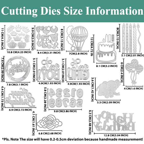 YUHAJO 14 PIECES HAPPY BIRTHDAY CUTTING DIES FOR CARD MAKING