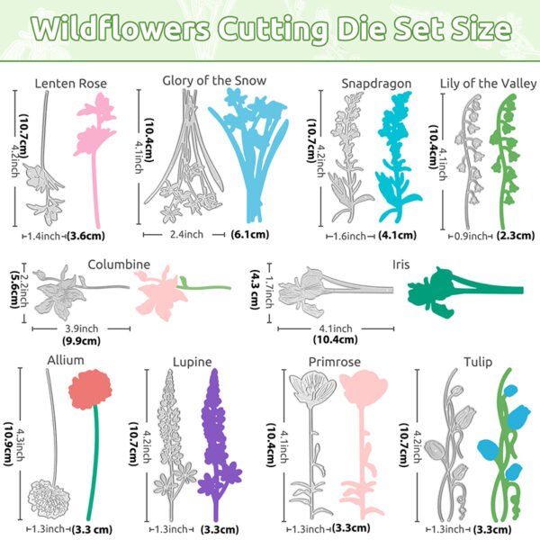YUHAJO 10PCS/SET WILDFLOWERS METAL CUTTING DIES