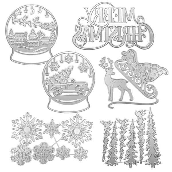 YUHAJO 6 PIECES CHRISTMAS METAL CUTTING DIES FOR CARD MAKING