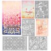 YUHAJO 4 PIECES FLOWERS BACKGROUND METAL CUTTING DIES FOR CARD MAKING