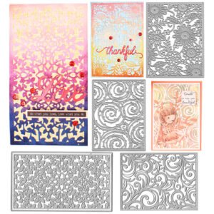 YUHAJO 4 PIECES FLOWERS BACKGROUND METAL CUTTING DIES FOR CARD MAKING
