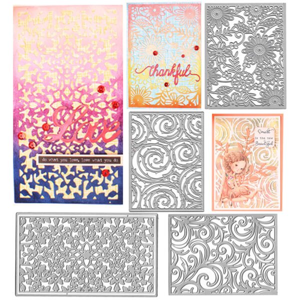 YUHAJO 4 PIECES FLOWERS BACKGROUND METAL CUTTING DIES FOR CARD MAKING