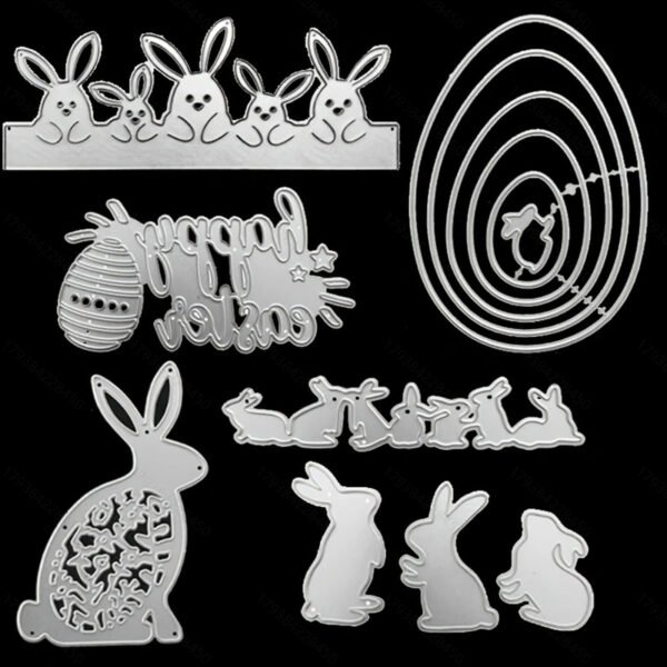 YUHAJO 8 PIECES EASTER BUNNY EGG CUTTING DIES