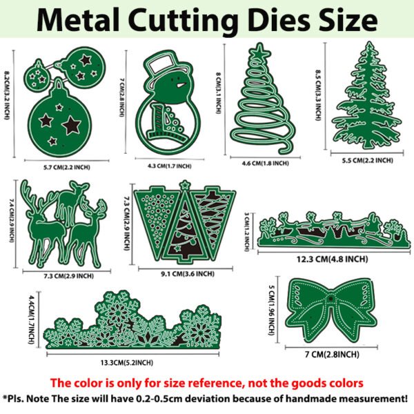 YUHAJO 9 PIECES MERRY CHRISTMAS METAL CUTTING DIES FOR CARD MAKING