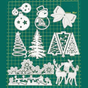 YUHAJO 9 PIECES MERRY CHRISTMAS METAL CUTTING DIES FOR CARD MAKING