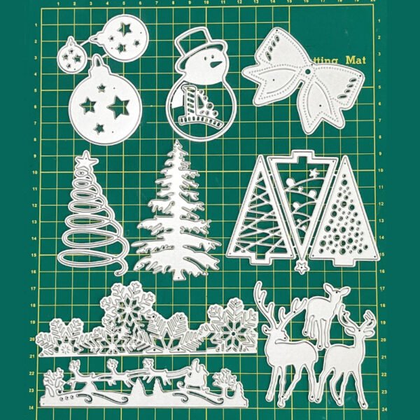 YUHAJO 9 PIECES MERRY CHRISTMAS METAL CUTTING DIES FOR CARD MAKING