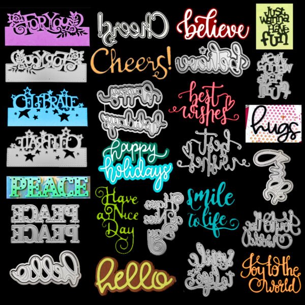 YUHAJO 13 PIECES EXPRESSIONS METAL WORDS CUTTING DIES FOR CARD MAKING