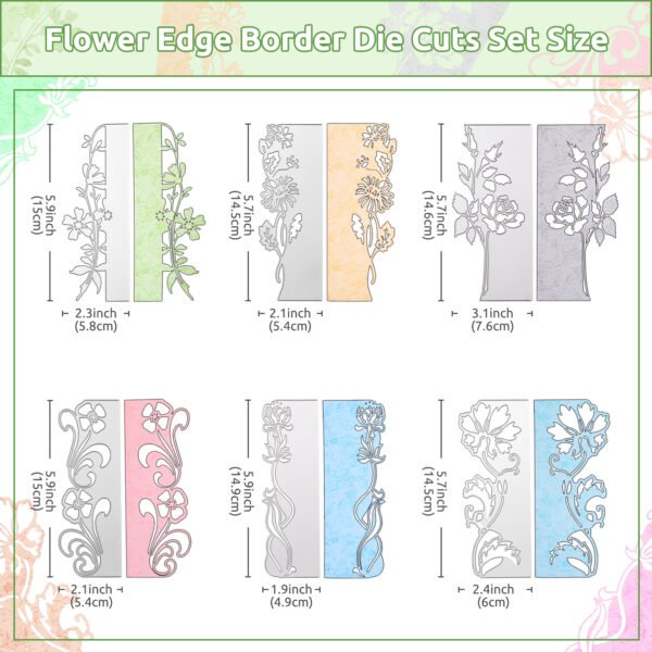 YUHAJO 6PCS/SET FLOWER CARD BORDER BACKGROUND METAL CUTTING DIES