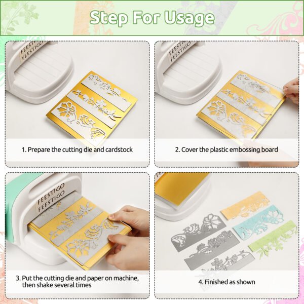 YUHAJO 6PCS/SET FLOWER CARD BORDER BACKGROUND METAL CUTTING DIES