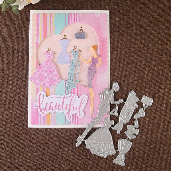 YUHAJO 6 PIECES LADY DRESS METAL CUTTING DIES FOR CARD MAKING