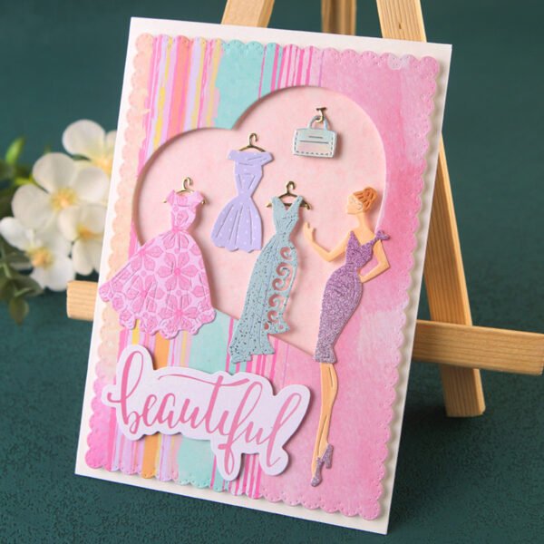 YUHAJO 6 PIECES LADY DRESS METAL CUTTING DIES FOR CARD MAKING