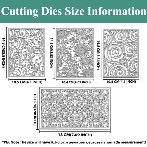 YUHAJO 4 PIECES FLOWERS BACKGROUND METAL CUTTING DIES FOR CARD MAKING