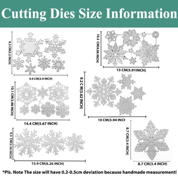YUHAJO 6 SETS SNOWFLAKE CHRISTMAS WINTER CUTTING DIES