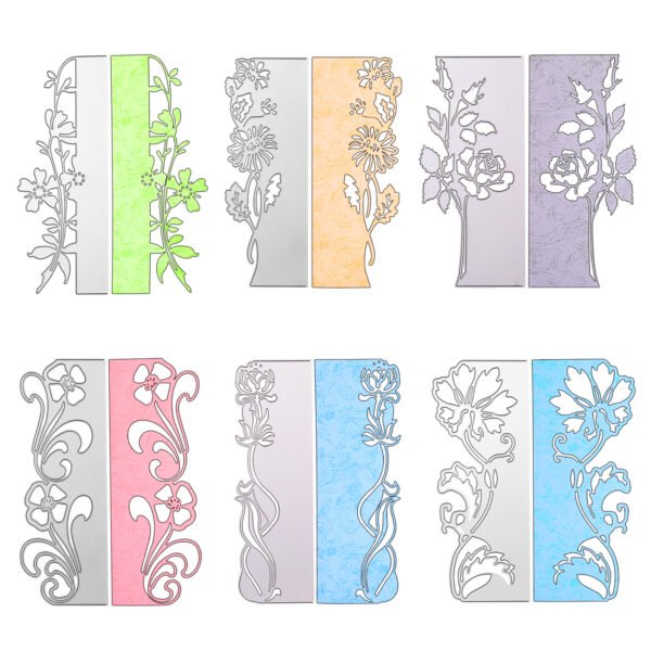YUHAJO 6PCS/SET FLOWER CARD BORDER BACKGROUND METAL CUTTING DIES