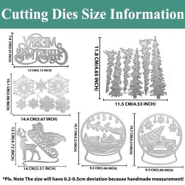 YUHAJO 6 PIECES CHRISTMAS METAL CUTTING DIES FOR CARD MAKING